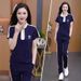 Summer Casual Sports Suit For Women Slimming Fashionable Two Piece Set Short Sleeve Straight Leg Pants Youthful_ecoleips.com