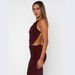 Women Sexy Lace Up Backless Cropped Cami Top Smocked Split Midi Skirt Two Piece Dress Set Summer Outfit_ecoleips.com