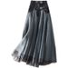 High Waist Mesh Skirt For Women Spring Autumn Japanese Korean Style Splicing A-Line Swing Medium Length Slimming Effect_ecoleips.com