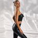 European And American Women's Clothing 2026 Spring/Summer Sexy PU Leather Fishbone Strapless Backless Tank Top For Women_ecoleips.com