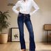 Women's Slim Fit Flared Jeans Casual Flattering Long Pants Versatile European American Style Denim_ecoleips.com