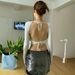 AC572 Off-Shoulder Long-Sleeve Short Lace Backless Top, Ins Pure Desire Style Fashionable Versatile T-Shirt For Women_ecoleips.com
