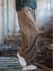 Suitable For All Seasons Brand Gray French Yarn-Dyed Loose Wide-Leg Ramie Vintage Cotton Linen Long Women Lantern Pants_ecoleips.com