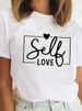 European And American Cross-border Foreign Trade Women's Clothing, Heart-shaped Letter Print Round-neck Short-sleeve_ecoleips.com