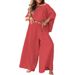 Summer Women's Solid Color Off-Shoulder Loose Fit Pant Set Round Neck Casual Style American Trendy Fashion_ecoleips.com