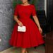 K New Fashionable And Elegant Dress, Round Neck Short Sleeved Dress_ecoleips.com
