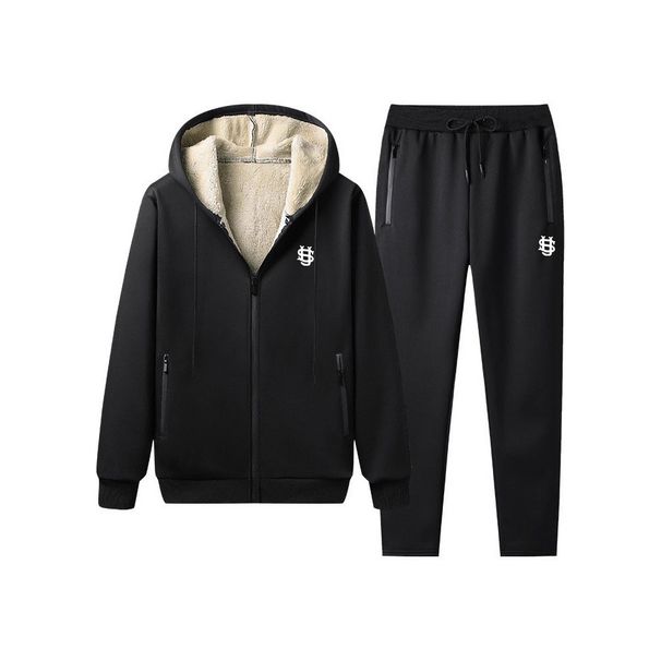Premium Thickened Winter Coat For Men - Polyester Hooded Long Sleeve Outerwear With Relaxed Fit, Business Casual Style (Gray, Black)_ecoleips.com