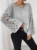Elegant Hollow Knit Sweater For Women - Soft Round Neck Long Sleeve Pullover, Casual & Stylish, Plus Size Available_ecoleips.com
