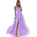 Elegant Slit Long Evening Dress With Spaghetti Straps For Banquet, Party & Hosting – A-Line Silhouette, Polyester Chiffon, Plus Size Available_ecoleips.com