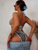 Women's Clothing Sexy Leopard Print Three Piece Bikini Swimsuit Lace Up European And American Style Women's Clothing_ecoleips.com