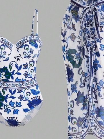 Women's Floral Print Bikini Set With Underwire - Long Sleeve Swimwear For Swimming & Water Sports (S/M/L/XL)_ecoleips.com