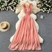 Lace-Up Backless Ruffle Dress – Stretchy Tr Fabric, A-Line Midi Dress With Hollow-Out Waist For Date Night & Vacation_ecoleips.com