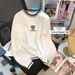 Women's Loose Fit Round Neck Knit Sweater With Embroidered Heart Design - Long Sleeve Casual Pullover For Autumn_ecoleips.com