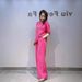 Women's High-End Wide Leg Pants Suit With Rhinestone Short Sleeve T-Shirt Two Piece Set For Summer Evening Wear_ecoleips.com