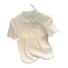 Women's Slimming Collared Knit T-Shirt Short Sleeve Thin Style Summer New Fashion Top_ecoleips.com