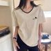 Large Size Fat Mm Contrasting Colors 2026 Summer Pure Cotton V-neck Loose Short-sleeved T-shirt Women's Retro Versatile_ecoleips.com