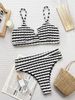 Women's Clothing Women's Two Piece Swimsuit Black White Color Blocking Sexy Bikini For Formal & Casual For Women_ecoleips.com
