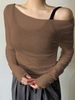 Women's Clothing Slim Fit Women's Cat Ear T-Shirt Off The Shoulder Top Trending Design For Formal & Casual For Women_ecoleips.com