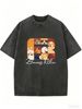 Retro Washed Loose Fit Tee, Comfortable Short Sleeve Round Neck T-Shirt For Everyday Street Fashion_ecoleips.com