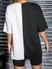 Women's Y2K 2-piece Streetwear Set, Color Block Print Drop Shoulder Tee & Stretch Shorts For Summer Skate & Festival Looks_ecoleips.com