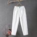 Suitable For All Seasons New Style Linen Casual Pants For Women, Summer Loose Straight Nine-Tenths Length Harem Pants, Color Slimming Trendy_ecoleips.com