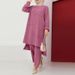 Women's Casual Sportswear Two Piece Elegant Long Sleeve Shirt Loose Fashionable Wide Leg Pants Set_ecoleips.com