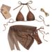 Women's Clothing Color Sexy Bikini Three Piece Swimsuit Women's Mesh Shirt Beach Skirt Swimsuit_ecoleips.com