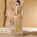 Women's Clothing Elegant Champagne Lace Embellished Abaya Evening Gown – Handcrafted Beaded Detail, Long Sleeve Maxi Dress For Special Occasions_ecoleips.com