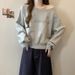 Real Shot Off-Shoulder Long Sleeve Sweatshirt For Women Spring And Autumn Thin Korean Version Loose_ecoleips.com