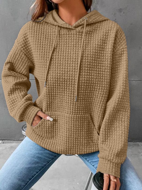 Women's Long Sleeve Casual Pullover With Pockets - Soft Stretch Polyester Blend, Comfortable & Stylish, Plus Size Available In Multiple Colors_ecoleips.com