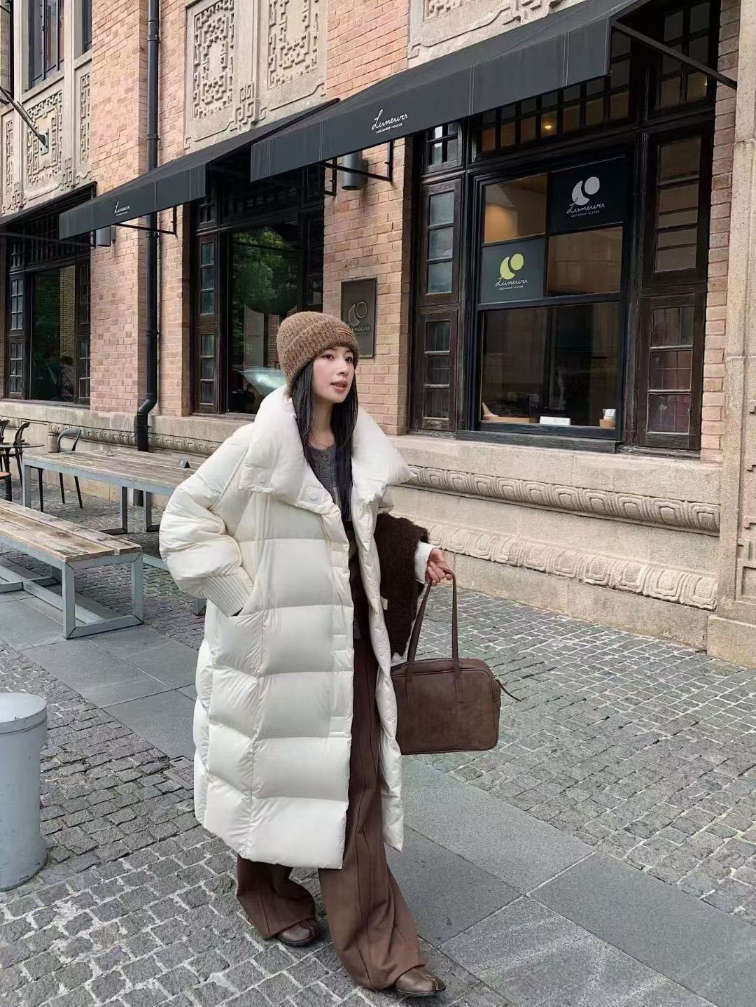Women's Long Over-the-Knee Fluffy Down Jacket – Oversized Loose Fit Winter Coat, High-End Fashion Puffer Coat For Extreme Cold_ecoleips.com