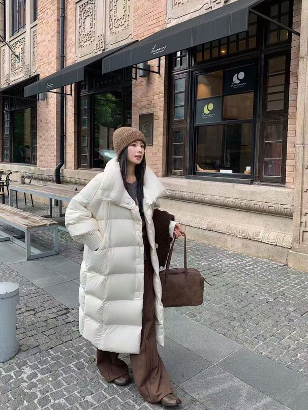 Women's Long Over-the-Knee Fluffy Down Jacket – Oversized Loose Fit Winter Coat, High-End Fashion Puffer Coat For Extreme Cold_ecoleips.com