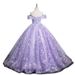 Women's Clothing Elegant Off-Shoulder Purple Ball Gown For Vocal Performances & Galas – Flowing Tulle Dress With Corset Lacing (Violet, XS-XXXL)_ecoleips.com