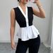 Women's Clothing Sleeveless Shirt Commuter Style Two Piece Cardigan Shirt_ecoleips.com