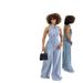 Summer Halter Neck Denim Jumpsuit For Women Backless Single Breasted Lapel Trousers_ecoleips.com