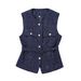 European And American Women's Clothing Popular Style With Belt And Sequins Textured Vest_ecoleips.com