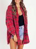 Verve 2025 Women's Autumn Winter New Frayed Lantern Sleeve Loose Button Plaid Shirt_ecoleips.com