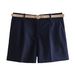 Women's Straight Leg Casual Shorts Simple Summer Arrival with Belt Size Guide Not Specified Color Not Specified_ecoleips.com