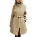 Women's Retro Solid Color Button Stand Collar Woolen Coat Autumn Winter Style Outerwear_ecoleips.com