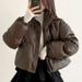 girl Korean Chic Autumn Winter Youthful Retro Elegant Loose Versatile Thickened Short PU Leather Jacket Cotton Padded Coat_ecoleips.com