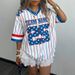 Women's Clothing Summer New Women's Clothing Fashion Trend Loose Striped Print V Neck Short Sleeved T Shirt Tops For Women_ecoleips.com