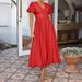 Women Stylish French V‑Neck High Waist Short Sleeve Side Slit Dress Daily Dating Vacation Outfit_ecoleips.com