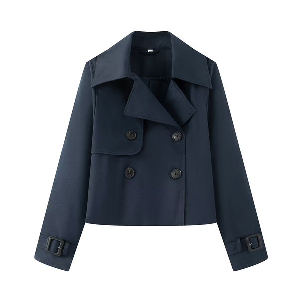 Women's Stylish Short Trench Coat – European & American Design, Lightweight Casual Jacket, Versatile For Spring & Fall_ecoleips.com