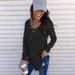 Autumn/Winter Solid Color V-Neck T-Shirt With Loose-Fitting Straps_ecoleips.com