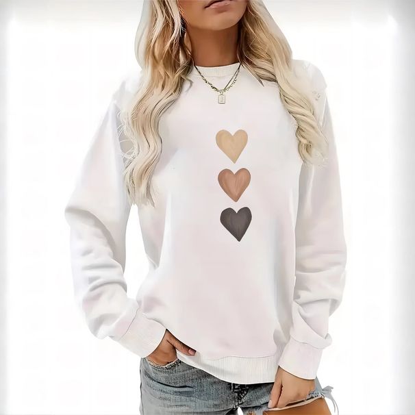 Women's Trendy Round Neck Pullover Sweatshirt Heart Print Fashionable And Versatile European And American Style Foreign Trade Outerwear For Autumn_ecoleips.com