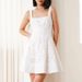 White Sexy Embroidered Jacquard A-Line Party Dress Women Spring Square Collar Hollow Mini Dress Summer Sleeveless Straps Dresses_ecoleips.com