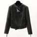 Women's Slim-Fit PU Leather Moto Jacket – Korean-Inspired Stand Collar Design | Lightweight Biker Style For Casual & Streetwear_ecoleips.com