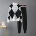 Women's Casual Fashion Knitted Two-Piece Suit Reducing Age Long Sleeved Pants High Looking Temperament_ecoleips.com