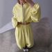 Casual Suit Women's Solid Color Long-sleeved Lace-up Waist Hooded Cardigan Elastic Pants Two-piece Set_ecoleips.com