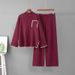Women's Fashion Trendy Two Piece Set European And American Style Cross Border Jacquard round Neck Loose Top with Straight Leg Pants_ecoleips.com